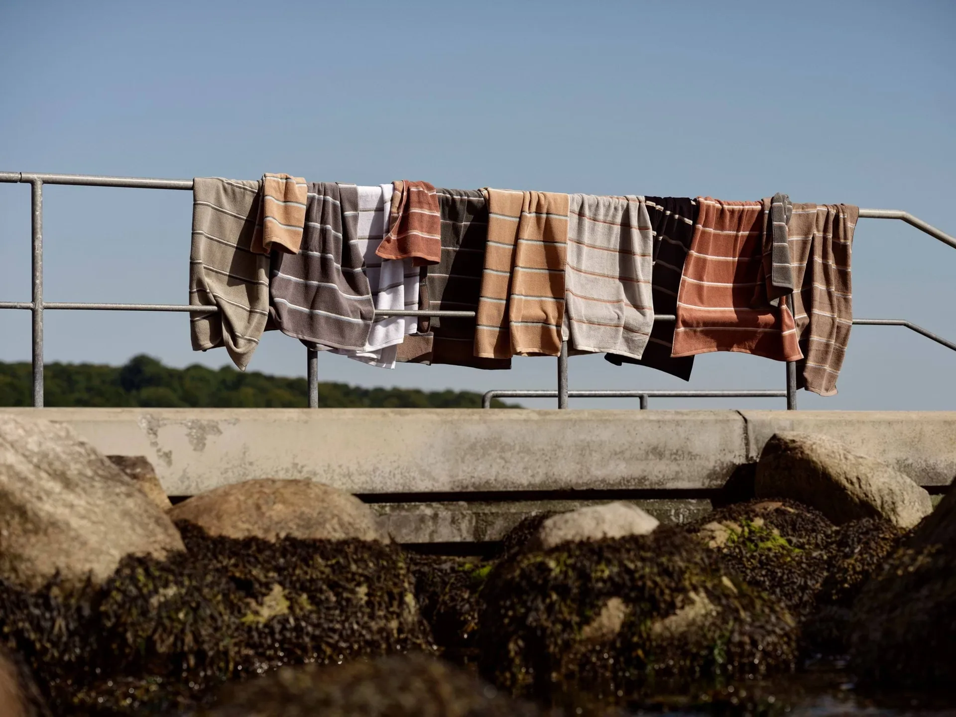 Sauna towel, Soft grey-eucalyptus-terracotta, 70x140 cm Zone Denmark